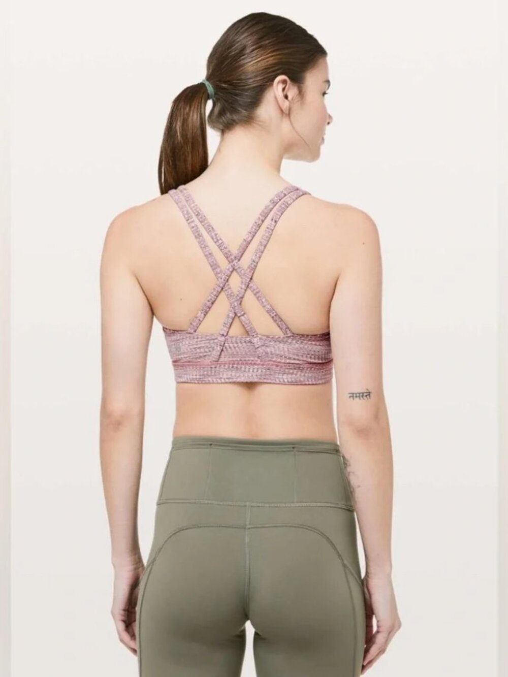 LULULEMON Energy Bra Arrow Jacquard Antique Bark Copper Coil Sports Bra Size 8